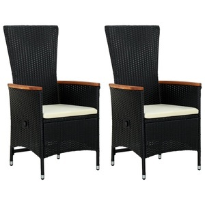 vidaXL, vidaXL Gartenstühle 2 Stk. mit Polstern Poly Rattan Schwarz, vidaXL Gartenstühle 2 Stk. mit Polstern Poly Rattan Schwarz