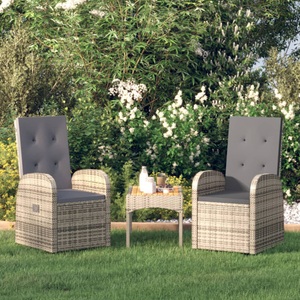 vidaXL, vidaXL Garten-Liegestühle 2 Stk. mit Auflagen Poly Rattan Grau, vidaXL Garten-Liegestühle 2 Stk. mit Auflagen Poly Rattan Grau