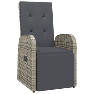 Diverse Hardware, Garten-Liegestuhl mit Auflage Poly Rattan Grau, vidaXL Garten-Liegestuhl mit Auflage Poly Rattan Grau