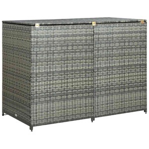 vidaXL, vidaXL Mülltonnenbox für 2 Tonnen Poly Rattan Anthrazit 148×77×111 cm, vidaXL Mülltonnenbox für 2 Tonnen Poly Rattan Anthrazit 148×77×111 cm