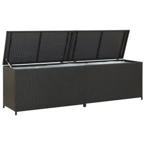 vidaXL, vidaXL Gartenbox Poly Rattan 200x50x60 cm Schwarz, vidaXL Gartenbox Poly Rattan 200x50x60 cm Schwarz