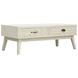 Diverse Hardware, Couchtisch mit 2 Schubladen Schnitzerei Grau 110x50x40 cm Holz, vidaXL Couchtisch mit 2 Schubladen Schnitzerei Grau 110x50x40 cm Holz