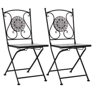 vidaXL, vidaXL Mosaik-Bistrostühle 2 Stk. Grau, vidaXL Mosaik-Bistrostühle 2 Stk. Grau