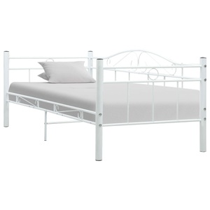 vidaXL, vidaXL Tagesbett-Rahmen Weiß Metall 90×200 cm, vidaXL Tagesbett-Rahmen Weiß Metall 90×200 cm