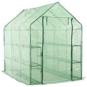 vidaXL, vidaXL Begehbares Gewächshaus mit 12 Regalen Stahl 143 x 214 x 196 cm, vidaXL Begehbares Gewächshaus mit 12 Regalen Stahl 143 x 214 x 196 cm