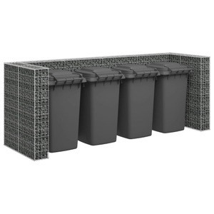 vidaXL, vidaXL Gabionenwand für Mülltonnen Verzinkter Stahl 320×100×120 cm, vidaXL Gabionenwand für Mülltonnen Verzinkter Stahl 320×100×120 cm