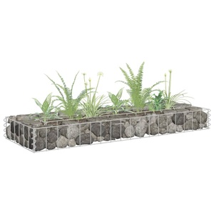 vidaXL, vidaXL Gabionen-Hochbeet Verzinkter Stahl 90x30x10 cm, vidaXL Gabionen-Hochbeet Verzinkter Stahl 90x30x10 cm