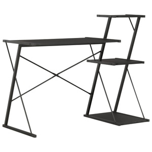 vidaXL, vidaXL Schreibtisch mit Regal Schwarz 116×50×93 cm, vidaXL Schreibtisch mit Regal Schwarz 116×50×93 cm