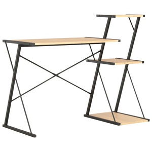 vidaXL, vidaXL Schreibtisch mit Regal Schwarz und Eiche 116×50×93 cm, vidaXL Schreibtisch mit Regal Schwarz und Eiche 116×50×93 cm