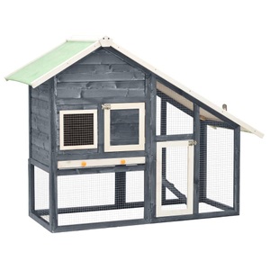 vidaXL, vidaXL Kaninchenstall Grau und Weiß 140x63x120 cm Tanne Massivholz, 