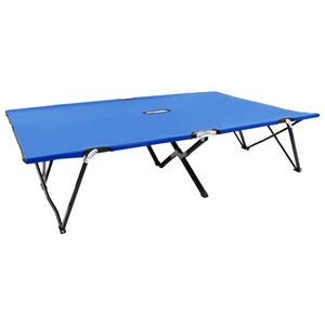 vidaXL, vidaXL Klappbare Sonnenliege für 2 Personen Blau Stahl, vidaXL Doppelliege Klappbar Blau Stahl