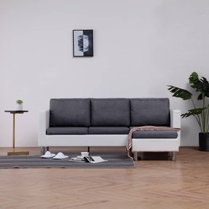 vidaXL, vidaXL 3-Sitzer-Sofa mit Kissen Weiß Kunstleder, vidaXL 3-Sitzer-Sofa mit Kissen Weiß Kunstleder