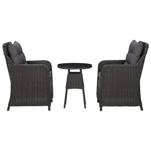 vidaXL, vidaXL Gartenstühle 2 Stk. mit Teetisch Poly Rattan Schwarz, vidaXL Gartenstühle 2 Stk. mit Teetisch Poly Rattan Schwarz