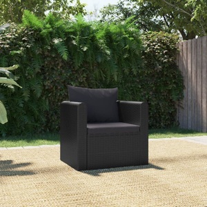 Diverse Hardware, Sessel mit Auflagen Poly Rattan Schwarz, vidaXL Sessel mit Auflagen Poly Rattan Schwarz