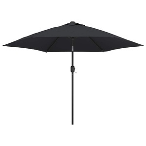 Diverse Hardware, Sonnenschirm mit LED-Leuchten und Stahlmast 300 cm Schwarz