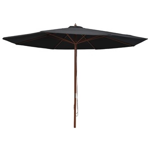 Diverse Hardware, Sonnenschirm mit Holzmast 350 cm Schwarz