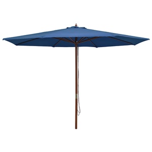 Diverse Hardware, Sonnenschirm mit Holzmast 350 cm Blau
