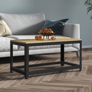 vidaXL, vidaXL Couchtisch Hellbraun und Schwarz 90x45x45 cm MDF und Eisen