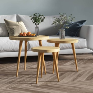 vidaXL, vidaXL 3-tlg. Beistelltisch-Set Hellbraun MDF und Eisen, 