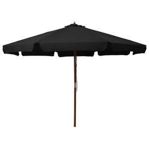 Diverse Hardware, Sonnenschirm mit Holzmast 330 cm Schwarz