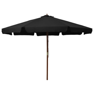 Diverse Hardware, Sonnenschirm mit Holzmast 330 cm Schwarz