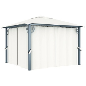 vidaXL, vidaXL Pavillon mit Vorhängen 300 x 300 cm Creme Aluminium, vidaXL Pavillon mit Vorhängen 300 x 300 cm Creme Aluminium
