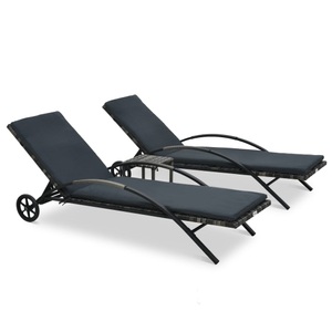 Diverse Hardware, Sonnenliegen mit Tisch Poly Rattan Anthrazit, vidaXL Sonnenliegen mit Tisch Poly Rattan Anthrazit