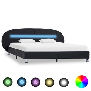 Diverse Hardware, Bettgestell mit LED Schwarz Kunstleder 180x200 cm, vidaXL Bettgestell mit LED Schwarz Kunstleder 180x200 cm