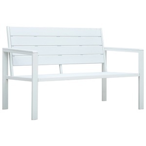 Diverse Hardware, Gartenbank 120 cm HDPE Weiss Holz-Optik