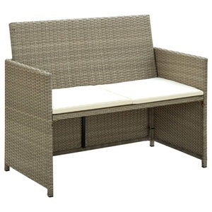 Diverse Hardware, 2-Sitzer-Gartensofa mit Polstern Grau Poly Rattan