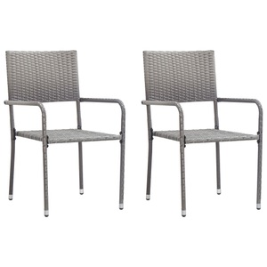 vidaXL, vidaXL Gartenstühle 2 Stk. Poly Rattan Grau, 