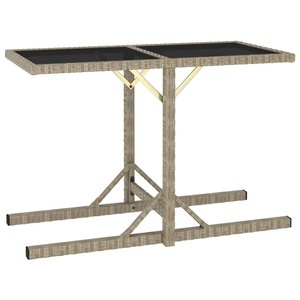 vidaXL, vidaXL Gartentisch Beige 110×53×72 cm Glas und Poly Rattan