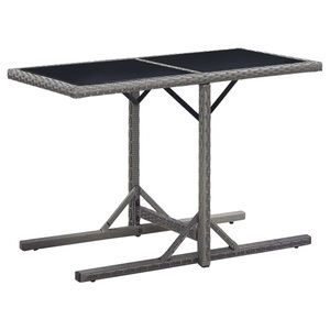 vidaXL, vidaXL Gartentisch Anthrazit 110×53×72 cm Glas und Poly Rattan
