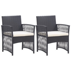 Diverse Hardware, Gartensessel mit Sitzkissen 2 Stk. Schwarz Poly Rattan, vidaXL Gartensessel mit Sitzkissen 2 Stk. Schwarz Poly Rattan