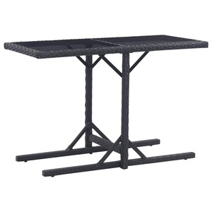 vidaXL, vidaXL Gartentisch Schwarz 110×53×72 cm Glas und Poly Rattan