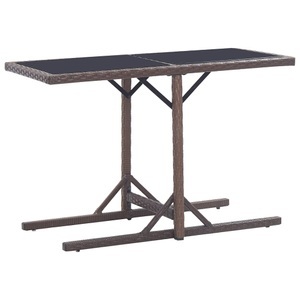 vidaXL, vidaXL Gartentisch Braun 110×53×72 cm Glas und Poly Rattan, vidaXL Gartentisch Braun 110×53×72 cm Glas und Poly Rattan