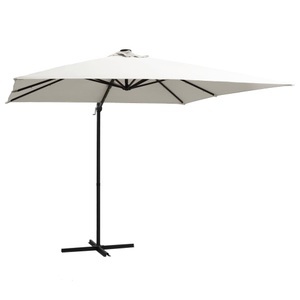 Diverse Hardware, Ampelschirm mit LED-Leuchten und Stahlmast 250 x 250 cm Sand, vidaXL Ampelschirm mit LED-Beleuchtung Stahl-Mast 250x250 cm Sandweiß