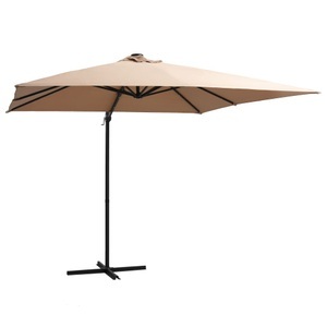 Diverse Hardware, Ampelschirm mit LED-Leuchten und Stahlmast 250 x 250 cm Taupe