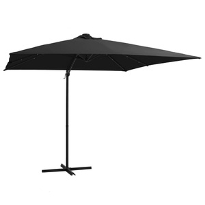 Diverse Hardware, Ampelschirm mit LED-Leuchten und Stahlmast 250 x 250 cm Schwarz, vidaXL Ampelschirm mit LED-Beleuchtung Stahl-Mast 250x250 cm Schwarz