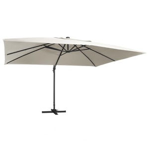 Diverse Hardware, Ampelschirm mit LED-Leuchten und Alu-Mast 400x300 cm Sandfarben