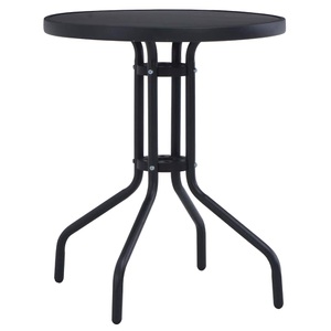 Diverse Hardware, Gartentisch Schwarz 80 cm Stahl und Glas