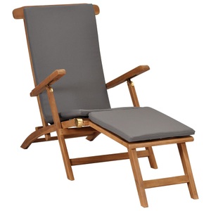 Diverse Hardware, Liegestuhl mit Auflage Dunkelgrau Massivholz Teak, vidaXL Liegestuhl mit Auflage Dunkelgrau Massivholz Teak