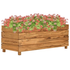 vidaXL, vidaXL Hochbeet 100x40x38 cm Teak Altholz und Stahl, vidaXL Hochbeet 100x40x38 cm Teak Altholz und Stahl