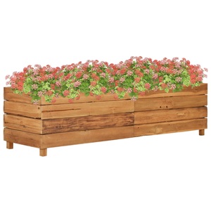 vidaXL, vidaXL Hochbeet 150x40x38 cm Teak Altholz und Stahl, vidaXL Hochbeet 150x40x38 cm Teak Altholz und Stahl