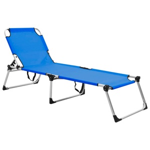 vidaXL, vidaXL Extra Hohe Klappbare Senioren-Sonnenliege Blau Aluminium, 