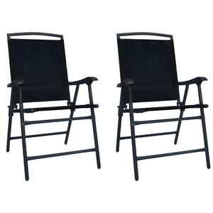 vidaXL, vidaXL Klappbare Gartenstühle 2 Stk. Textilene Schwarz, vidaXL Klappbare Gartenstühle 2 Stk. Textilene Schwarz