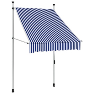 vidaXL, vidaXL Markise Einziehbar Handbetrieben 100 cm Blau/Weiß Gestreift, vidaXL Markise Einziehbar Handbetrieben 100 cm Blau/Weiß Gestreift