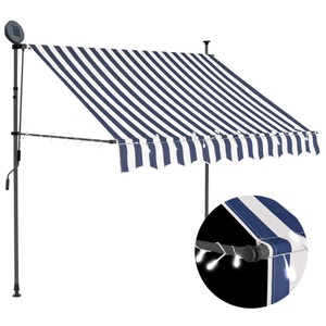 vidaXL, vidaXL Einziehbare Markise Handbetrieben mit LED 150 cm Blau Weiß, vidaXL Einziehbare Markise Handbetrieben mit LED 150 cm Blau und Weiß