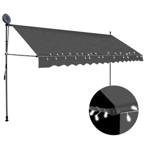 Diverse Hardware, Einziehbare Markise Handbetrieben mit LED 350 cm Anthrazit, vidaXL Einziehbare Markise Handbetrieben mit LED 350 cm Anthrazit