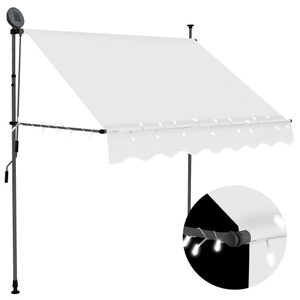 Diverse Hardware, Einziehbare Markise Handbetrieben mit LED 100 cm Creme, 